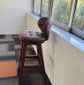 阿雨生活（Aulife） 美式实木创意时尚吧台椅 现代简约欧式复古高脚靠背高吧椅 家用吧台酒吧椅子 78黑木架-琥珀棕 实拍图