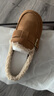 达芙妮平底毛毛鞋女软底单鞋加绒勃肯鞋舒适棉鞋女3122607008 卡其 37 实拍图