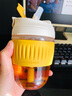 乐扣乐扣（LOCK&LOCK） 玻璃茶杯子男简约吸管水杯女学生水杯耐高温便携泡茶咖啡杯水杯 雏菊黄350ml 实拍图