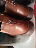 ZHR短靴女秋冬复古真牛皮通勤女靴舒适套脚切尔西靴女 EH18 棕色 38  实拍图