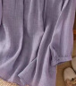 皮尔卡丹（pierre cardin）品牌紫色亚麻衬衫女七分袖棉麻上衣苎麻妈m夏装新款2024小衫显瘦 紫色 2XL 晒单实拍图