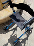 老人手推车可坐老年人助行器代步车残疾人助步车铝合金四轮折叠买菜购物车 蓝色 实拍图
