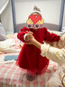 戴维贝拉女童加绒连衣裙2023秋冬儿童红色公主裙周岁礼服裙子 实拍图