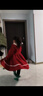 安妮优儿（Anneyol）女童连衣裙秋季2025新款秋装小女孩秋冬裙子儿童洋气女童装公主裙 红色加绒 130 实拍图