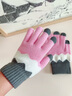 慕衣宾士韩版情侣毛线手套男冬季加厚加绒保暖手套女冬天五指触屏手套骑行学生可爱防寒手套 粉色 均码（男女通用） 实拍图