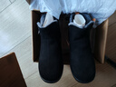 Pansy盼喜日本雪地靴女羊毛保暖短靴冬季加绒加厚舒适棉鞋4128 黑色 40 实拍图