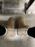 UBZ防水雪地靴女2024年冬季新款短筒一脚蹬加绒短靴面包东北防滑棉鞋 卡其 39 实拍图