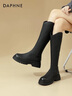 达芙妮长筒靴女2025春秋季V口粗跟增高靴瘦瘦长靴粗腿高筒靴骑士靴 黑色【V口单里款】 37 实拍图