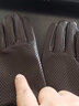 曼琪魅雅真皮手套男薄款女开车骑行短款触屏韩版简约时尚打孔透气羊皮手套 女款棕色【薄款】 M适合一般手掌女士 实拍图
