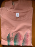 伊贝海娜情侣款T恤女新疆棉夏季新款韩版中长款宽松显瘦印花百 羽毛-粉色 M建议80-120斤 实拍图