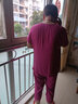 麦奕中老年套装女夏季棉麻短袖套装宽松休闲妈妈装上衣两件套七分裤 紫红色套装 4XL(130-150斤左右） 实拍图