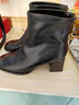 卓诗尼高跟短靴女2025年冬季新款春秋单靴子时尚瘦瘦靴方头加绒粗跟女靴 黑色单里-6.5CM 37 实拍图