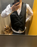 冬逸伴郎服西式兄弟装男结婚团服装西装外套衬衫马甲三件套装礼服春季 白长袖+黑马甲+黑裤+领结 3XL 实拍图