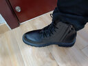 跨足行【牛皮】马丁靴男士秋冬季英伦高帮皮鞋增高黑色透气大码中帮皮靴 黑色8孔拉链【四季款】 44 码（=运动鞋45） 实拍图