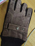 啄木鸟皮手套男冬季加绒保暖防风手套骑摩托车触屏防泼水骑行加厚棉手套 真皮加绒箭头咖色 实拍图
