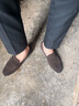 THOM WILLS软底乐福鞋男夏季新款休闲皮鞋男真皮一脚蹬男鞋 深咖色A1111 42 /8码 实拍图