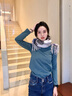 玛丽亚·古琦（MARJA KURKI）山羊绒围巾女秋冬款 羊绒围脖女保暖披肩礼盒装送女友简约条纹款 蓝灰色 实拍图