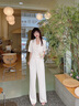 伊娅莎短款西装套装女夏薄款休闲双排扣小个子西服外套女神范气质工作服 单件杏色西装 XL 建议115-125斤 实拍图