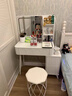 芯昂梳妆台奶油风卧室现代简约小户型化妆桌床头收纳斗柜书桌镜子一体 白60cm+柜+方镜无凳 实拍图