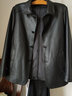 雪豹男士真皮头层鹿皮商务休闲体制内简约时尚翻领皮行政夹克外套 黑色 3XL /54(185/104A) 实拍图