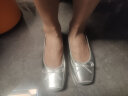 百丽芭蕾风平底鞋女24夏季新款商场同款真皮蝴蝶结单鞋B3W1DCQ4 银色 38 晒单实拍图