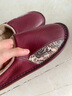 开妮特（Kenniter）秋冬包跟棉拖鞋女士居家室内家用防滑厚底拖软底真皮牛皮保暖鞋男 酒红色 【女士】25cm（适合35-36码） 实拍图