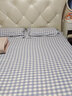 双鹤亚麻 亚麻凉席三件套 夏季亚麻凉席床单 儿童席子空调席可机洗可折叠 蓝色格子（配枕套）雨露麻加厚 1.8米床适用 (实发 200cm*220cm ） 实拍图