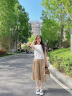 香影（xiangying）a字半身裙女高腰2024夏季新款口袋驼色系带梨形身材中长裙子 驼色 S 晒单实拍图