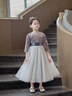 小咔衣浓儿童礼服公主裙花童婚纱小女孩生日主持人高端女童钢琴演出服秋季 灰色长款中袖01-C2 120 实拍图