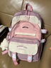 酷咖书包女日系新款双肩包韩版初中高中大学生可爱背包大容量拼色小众 粉色【带可爱挂件+徽章】 实拍图