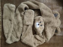 迷人微笑小熊帽子女冬季毛线帽围巾手套一体帽骑车保暖脖套毛绒可爱学生 卡其 均码 实拍图