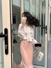舒芳蝶（shufangdie）连衣裙女装2025春夏新款通勤职场轻熟风白色衬衫半身裙套装裙春装 衬衫上衣+半身裙两件套装 M 实拍图