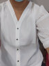 尚都比拉文艺复古设计感小众洋气系V领压褶衬衫袖七分袖雪纺衫 白色 XL  晒单实拍图