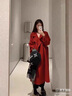 APLKTE西西里红色双面羊毛大衣女中长款2026秋冬新款宽松感毛呢外套 红色 XL 建议151-170斤 实拍图