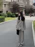 GARNUO灰色小西装外套女两件套装2026春秋新款小个子高级感宽松休闲西服 奶茶灰西装 S 【101-110斤】 实拍图