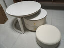 艺难忘奶油风岩板茶几客厅桌家用小户型简约轻奢法式网红圆形茶几桌组合 纯白岩板茶几【50+70】+圆凳 送货到家 实拍图