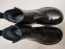 金利来（Goldlion）【新年礼物】女靴圆头中跟牛皮革短靴女切尔西靴662140007黑色35 实拍图
