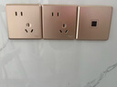 德力西（DELIXI） 开关插座面板窄边框CD813家简 电源插座86型曙光金色 斜五孔10只装 实拍图