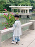 安妮优儿男童唐装汉服夏装男孩中国风春秋2025新款儿童古装夏季国学演出服 浅灰色 160 实拍图