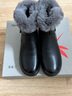 红蜻蜓中筒靴女厚底增高加绒保暖雪地靴女短筒棉靴女皮靴子 WTC434051R 实拍图