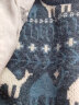 杰梵欧秋冬潮牌宽松毛衣男圆领套头提花图案日系休闲情侣加厚针织衫上衣 蓝色 XL 晒单实拍图