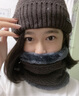 笛颂帽子男女士秋冬季保暖针织毛线帽冬天骑车护耳防寒帽套中老年帽围脖套装加厚 咖啡色 实拍图