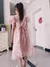 粉笔末端童装女童连衣裙夏季儿童公主裙洋气女孩表演裙子中大童夏装碎花裙 粉红色 150 实拍图