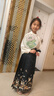 萝美酱2025新款马面裙女童过年服套装全套儿童汉服春秋小女孩中国风 鹤吟长袖上衣+藏青色马面裙+项链 130 实拍图