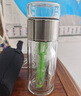 茶宝（CHABAO）女士茶水分离泡茶杯双层玻璃水杯女便携可爱少女花茶过滤网红杯子 本色银420ml 加厚款【带杯刷杯套】 实拍图