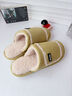 朴西简约毛绒拼接加厚保暖可外穿情侣棉拖鞋冬季居家室内防滑家用棉拖 淘沙粉 40-41 实拍图