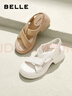 百丽（Belle）简约扭结休闲凉鞋女商场款厚底凉鞋A9S1DBL4 杏色 36 (230mm) 实拍图