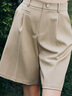 Olrain欧芮儿卡其色休闲裤女夏季新款通勤百搭短裤 卡其色 M 实拍图