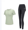 骆驼（CAMEL）弹力健身服女瑜伽运动训练两件套装 Y8S1QL8628-1 冰灰绿/灰 S 实拍图