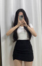 欧贝汐黑色半身裙女2025夏季高腰紧身包臀性感不规则褶皱短裙一步裙 杏色 S 实拍图